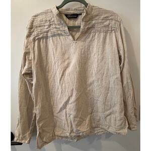 100% Cotton Kurta Natural Fiber L/42 Boho Long Sleeve Beige Ivory Casual